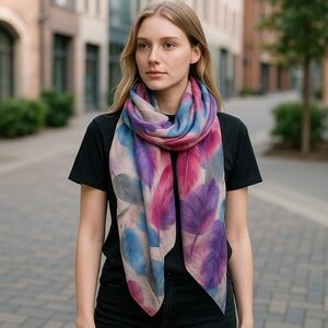Revolution Pastel Multicolor Feather Pattern Scarf 🧣 🪶